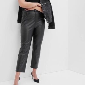 GAP Sky High Rise Vegan Leather Cheeky Straight Pants Black, Size 27/4R